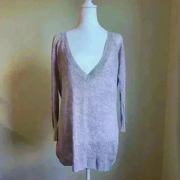 Zadig & Voltaire 100% Linen Longsleeve V Neck Shirt | Pale Pink Designer Top - Picture 2 of 7